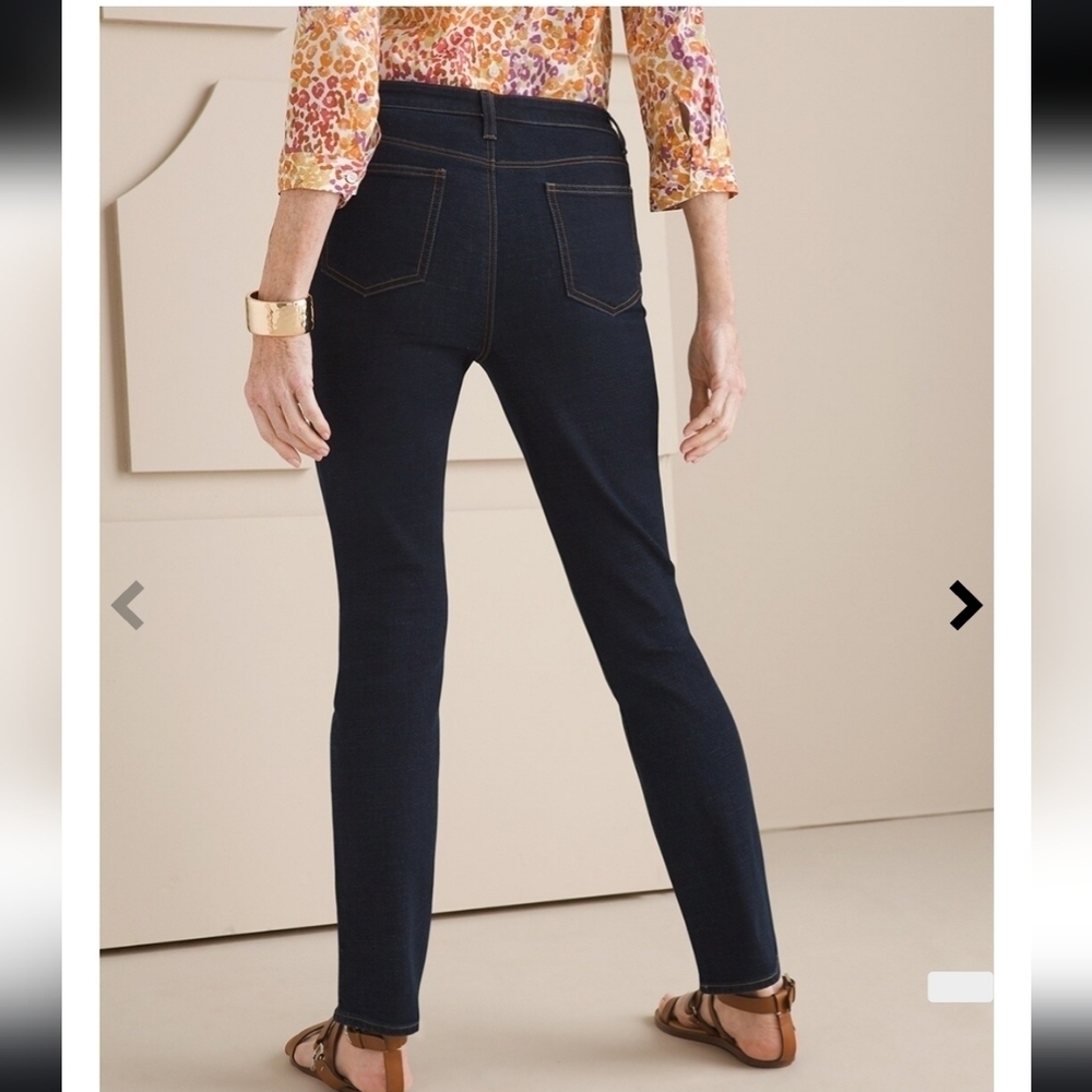 Chico's So Slimming Dark Wash Ankle Length Jeans Straight Leg Stretchy Size 1=8 - Picture 2 of 15